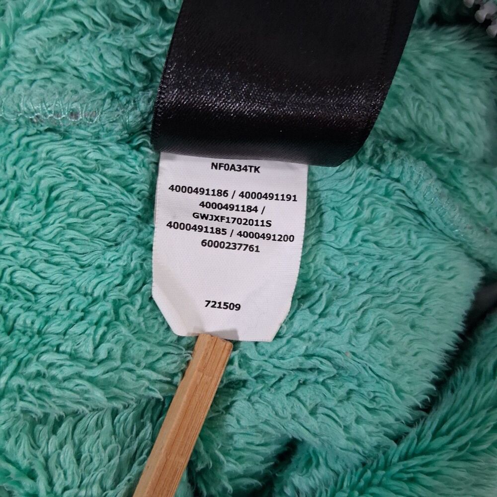 The North Face Girls Osito Hoodie Full Zip Fleece Jacket Teal Green Grey XL 18 - Picture 10 of 10